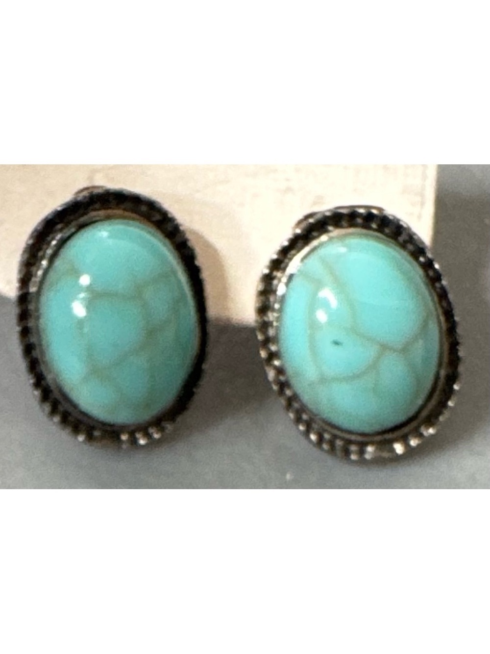 Turquoise Stone Oval Stud Earrings - Women Jewelry western cowboy